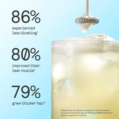 ARMRA Colostrum™ Powder | Unflavored | Gut Health & Bloating | Skin & Hair | Immunity | Keto, Gluten & Fat-Free | 120 Servings